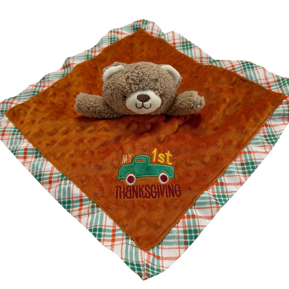 My 1st Thanksgiving Brown Bear Lovey Plush Green Truck Orange BABY STARTERS